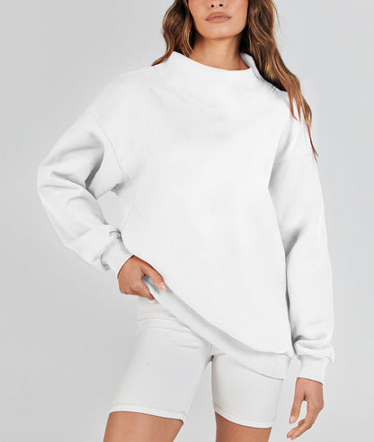 Women's Slit Mock Neck Oversized Sweatshirt (Buy 2 Free Shipping)