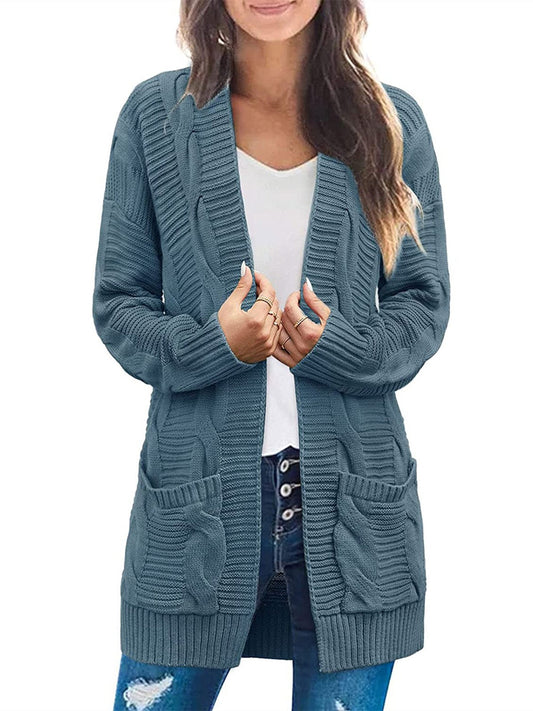 Women's Long Sleeve Cable Knit Cardigan Sweaters