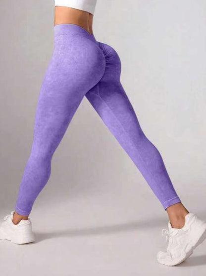 Female Denim Deep V Back Scrunch Bum Leggings