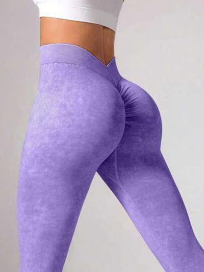 Female Denim Deep V Back Scrunch Bum Leggings