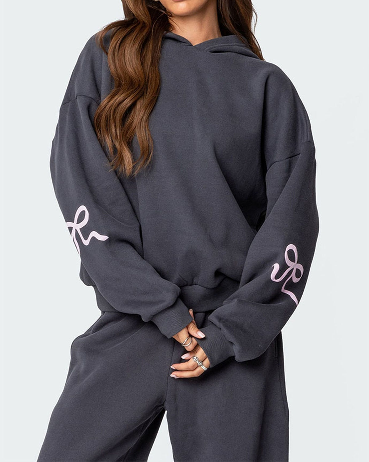 Women's Bow Detail Hoodie Sweat Set