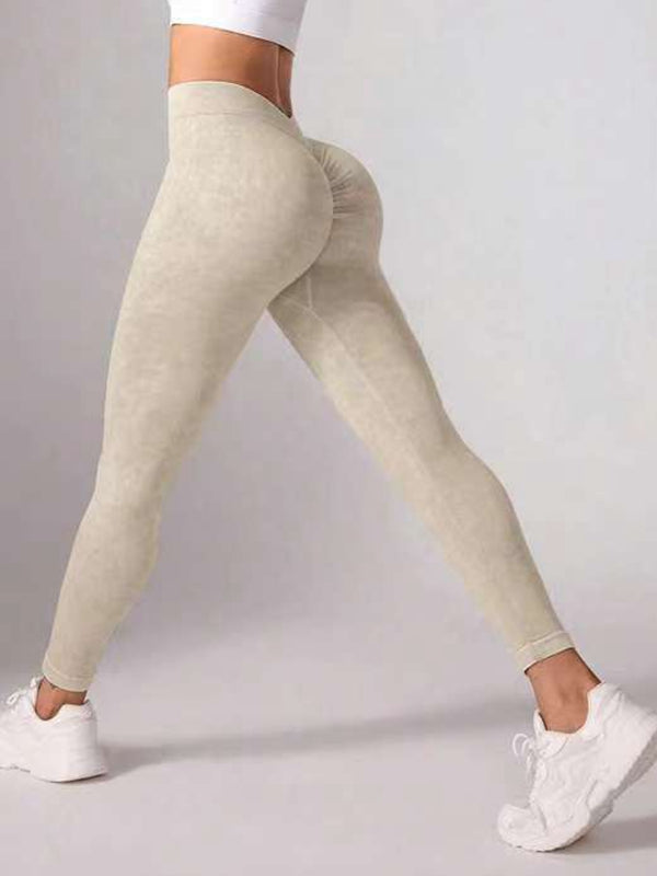 Female Denim Deep V Back Scrunch Bum Leggings