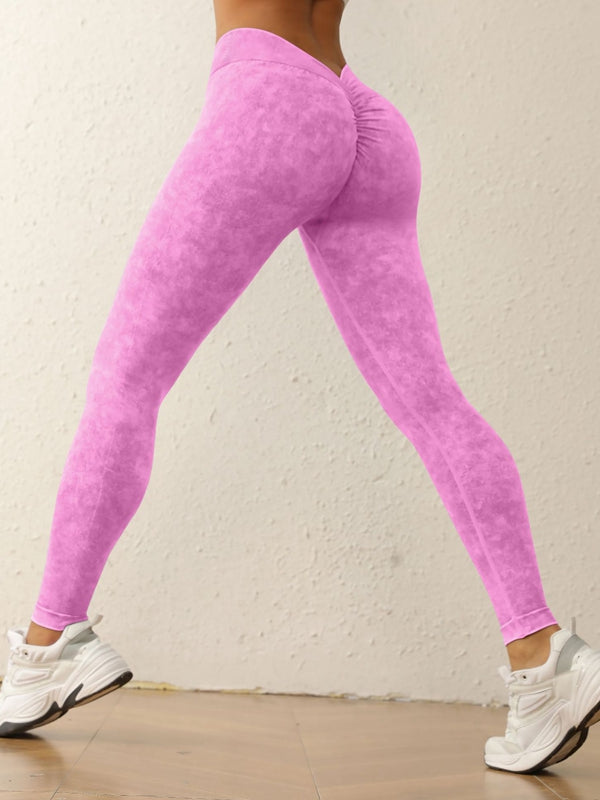 Female Denim Deep V Back Scrunch Bum Leggings