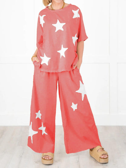 Women's Casual Star Patch Two Piece Set (Buy 2 Free Shipping)