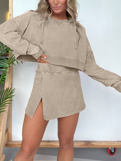 New Lounge Washed Hoodie Skort Set (Buy 2 Free Shipping)