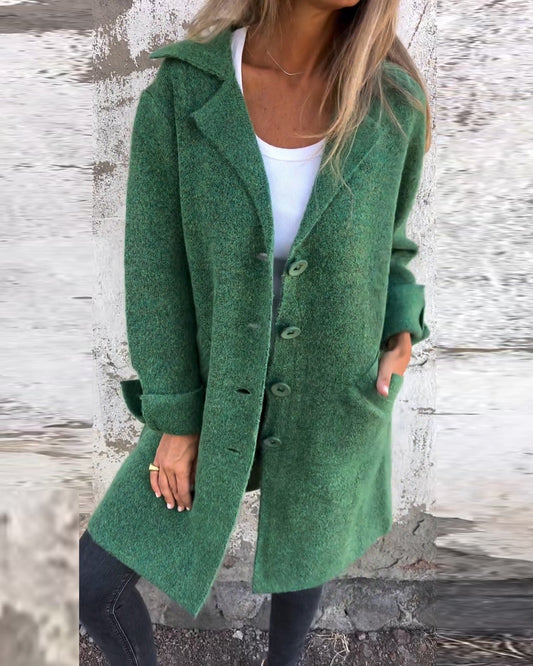 HOT SALE🔥 Casual Lapel Wool Single Breasted Long Coat- (BUY 2 FREE SHIPPING)