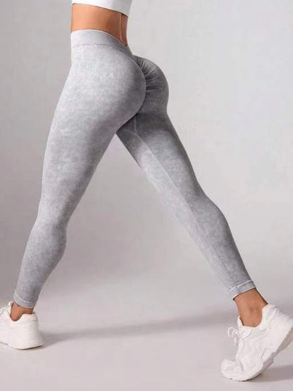 Female Denim Deep V Back Scrunch Bum Leggings