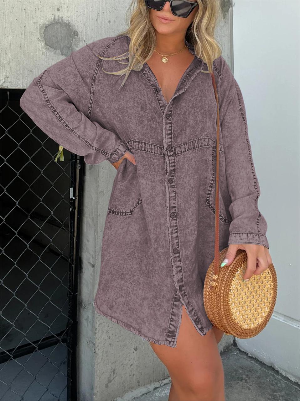 New Women's Washed Denim Tunic (Buy 2 Free Shipping)