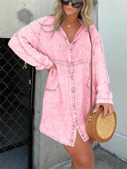 New Women's Washed Denim Tunic (Buy 2 Free Shipping)