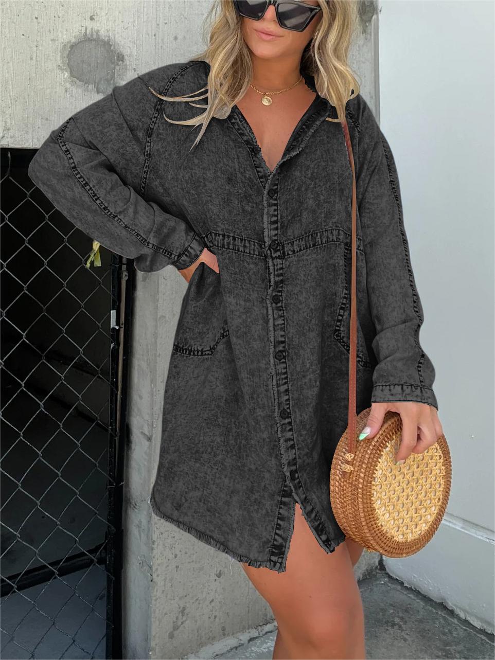 New Women's Washed Denim Tunic (Buy 2 Free Shipping)