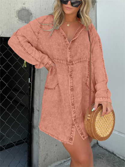 New Women's Washed Denim Tunic (Buy 2 Free Shipping)