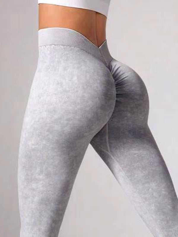 Female Denim Deep V Back Scrunch Bum Leggings