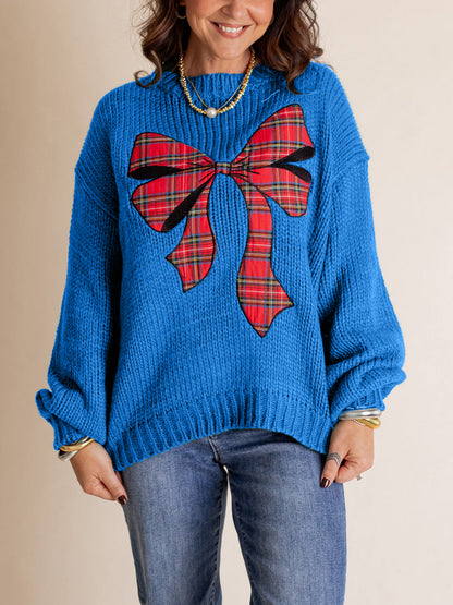 Women's Plaid Bow Sweater (Buy 2 Free Shipping)