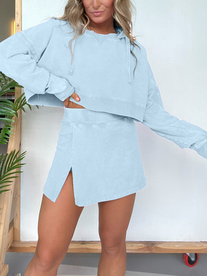 New Lounge Washed Hoodie Skort Set (Buy 2 Free Shipping)