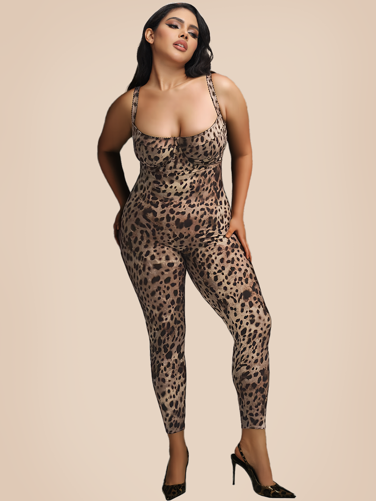 Bodycon Stretch Leopard Print Jumpsuit