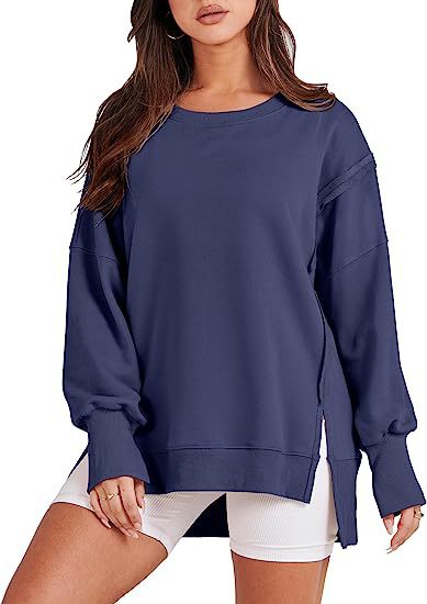 Women's Crew Neck Side Slit Oversized Sweatshirt (Buy 2 Free Shipping)