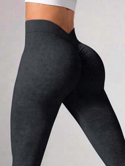 Female Denim Deep V Back Scrunch Bum Leggings