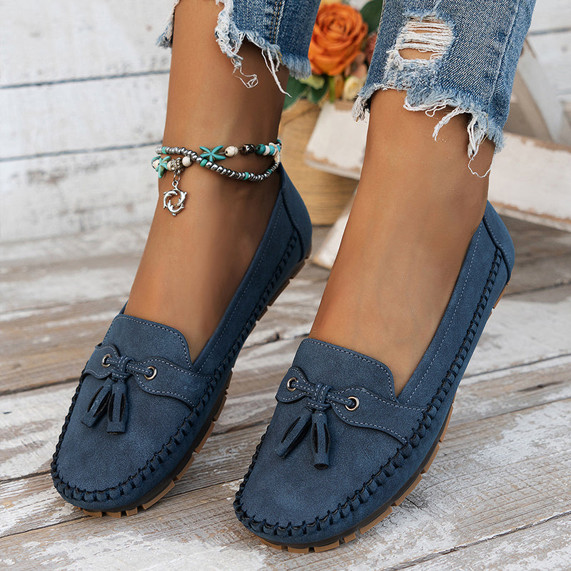 Women's Comfortable Soft Vintage Style Bow Embellished Loafers