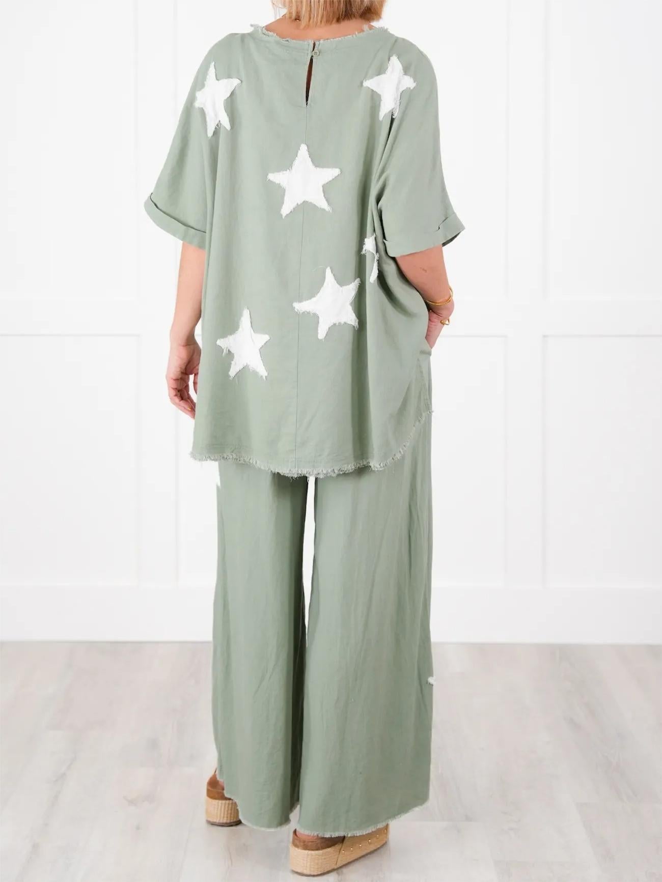 Women's Casual Star Patch Two Piece Set (Buy 2 Free Shipping)