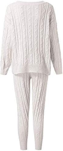 Womens Fall Knit 2 Piece Outfits Sweater Shirt Top and Bodycon Pants Casual Jumpsuit Romper Plus Size