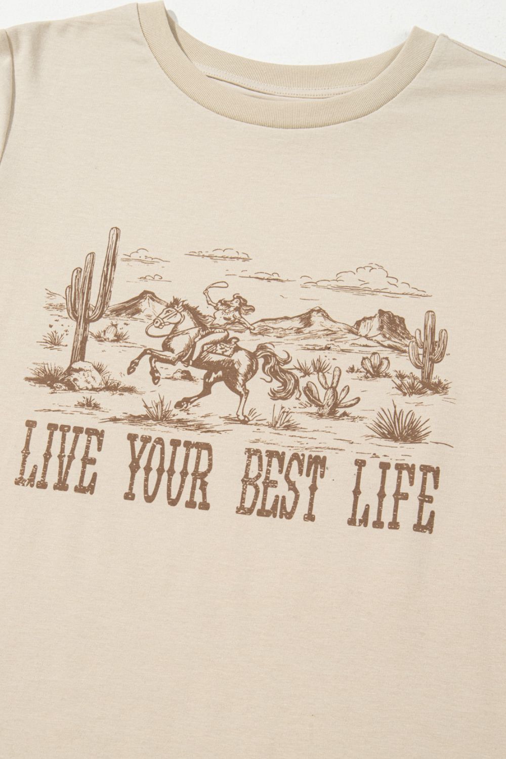 LIVE YOUR BEST LIFE Western Graphic Short Sleeve T-Shirt