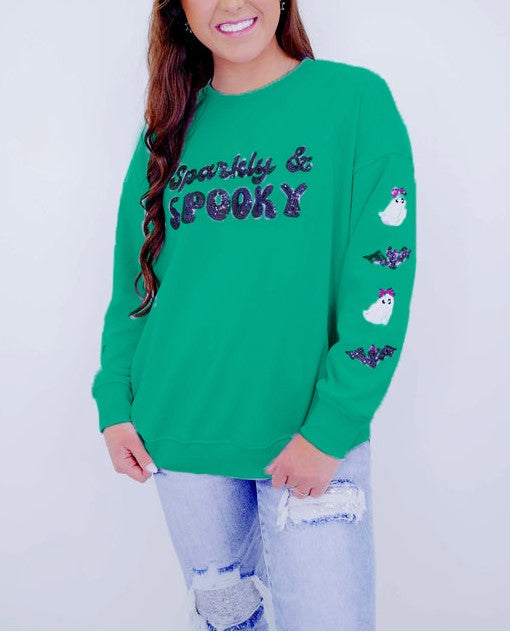 Women's Sparkly & Spooky Sequin Sweatshirt (Buy 2 Free Shipping)