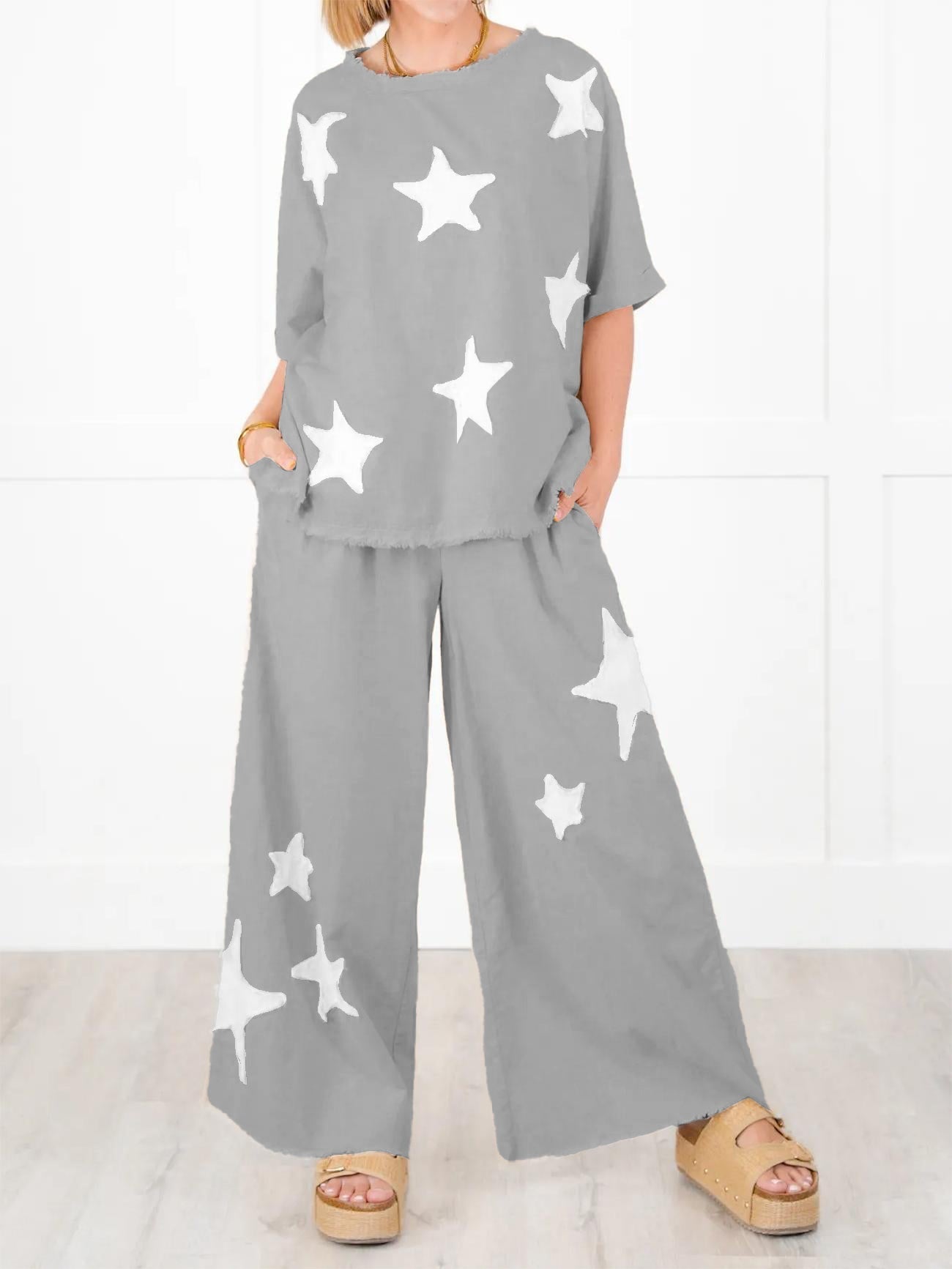 Women's Casual Star Patch Two Piece Set (Buy 2 Free Shipping)