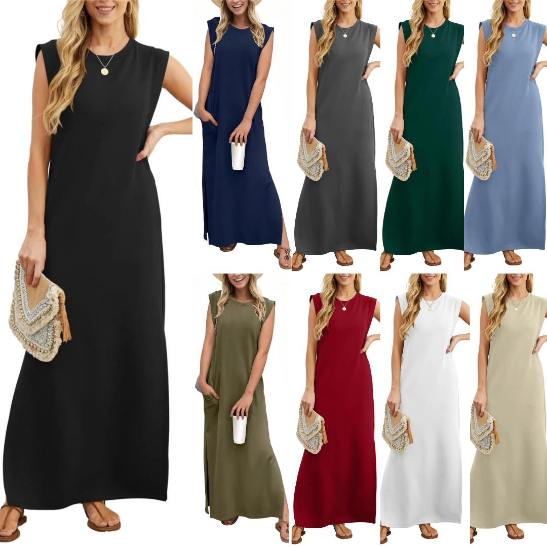 Women's Casual Loose Split Wrinkle-Free Maxi Dress