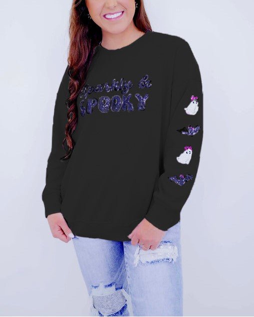 Women's Sparkly & Spooky Sequin Sweatshirt (Buy 2 Free Shipping)