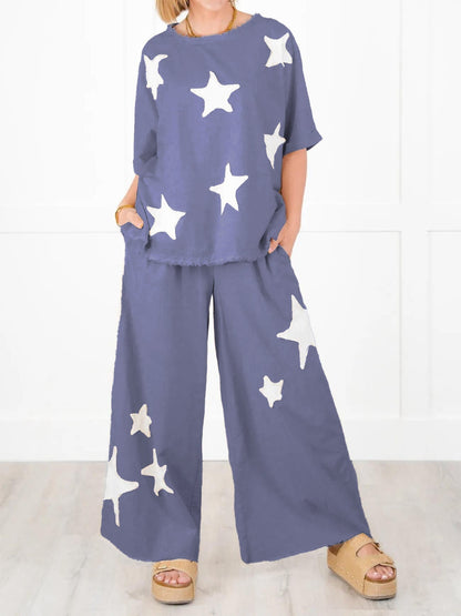 Women's Casual Star Patch Two Piece Set (Buy 2 Free Shipping)