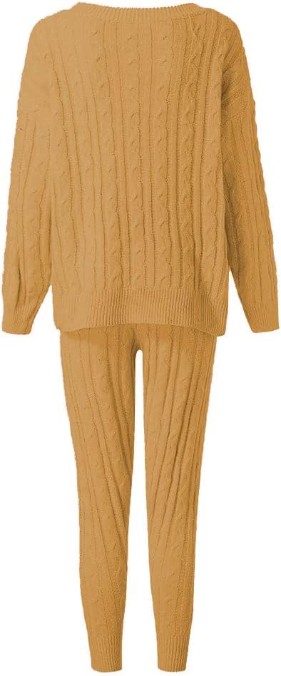 Womens Fall Knit 2 Piece Outfits Sweater Shirt Top and Bodycon Pants Casual Jumpsuit Romper Plus Size