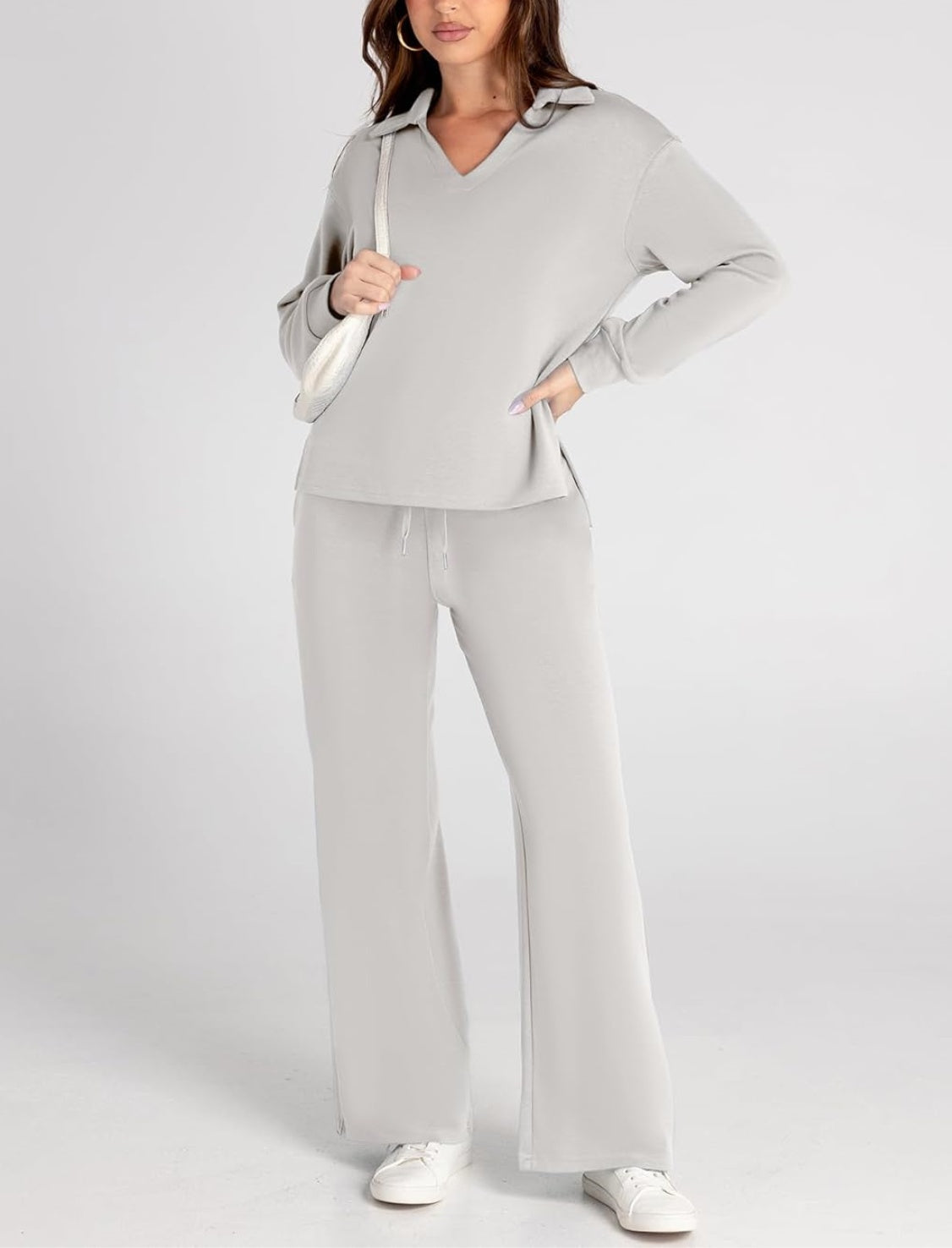 Women's Casual Polo Top and Wide Leg Pants Matching Sets (Buy 2 Free Shipping)