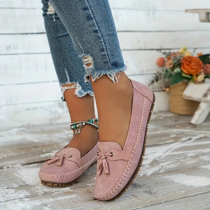 Women's Comfortable Soft Vintage Style Bow Embellished Loafers