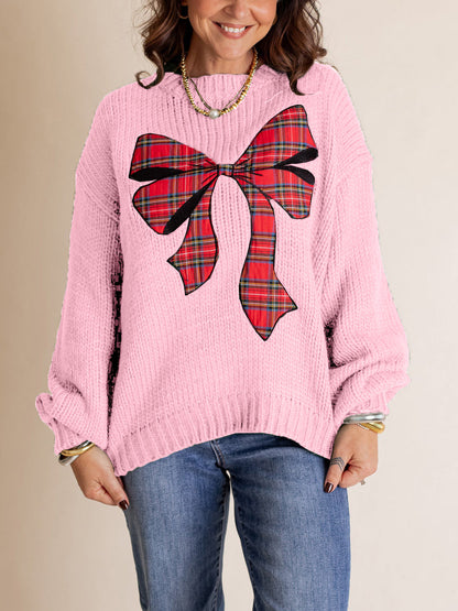 Women's Plaid Bow Sweater (Buy 2 Free Shipping)