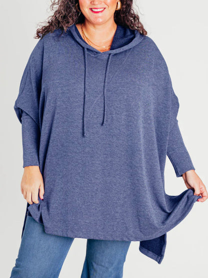 Women's Oversized Bat Sleeve Ribbed Hooded Pullover (Buy 2 Free Shipping)