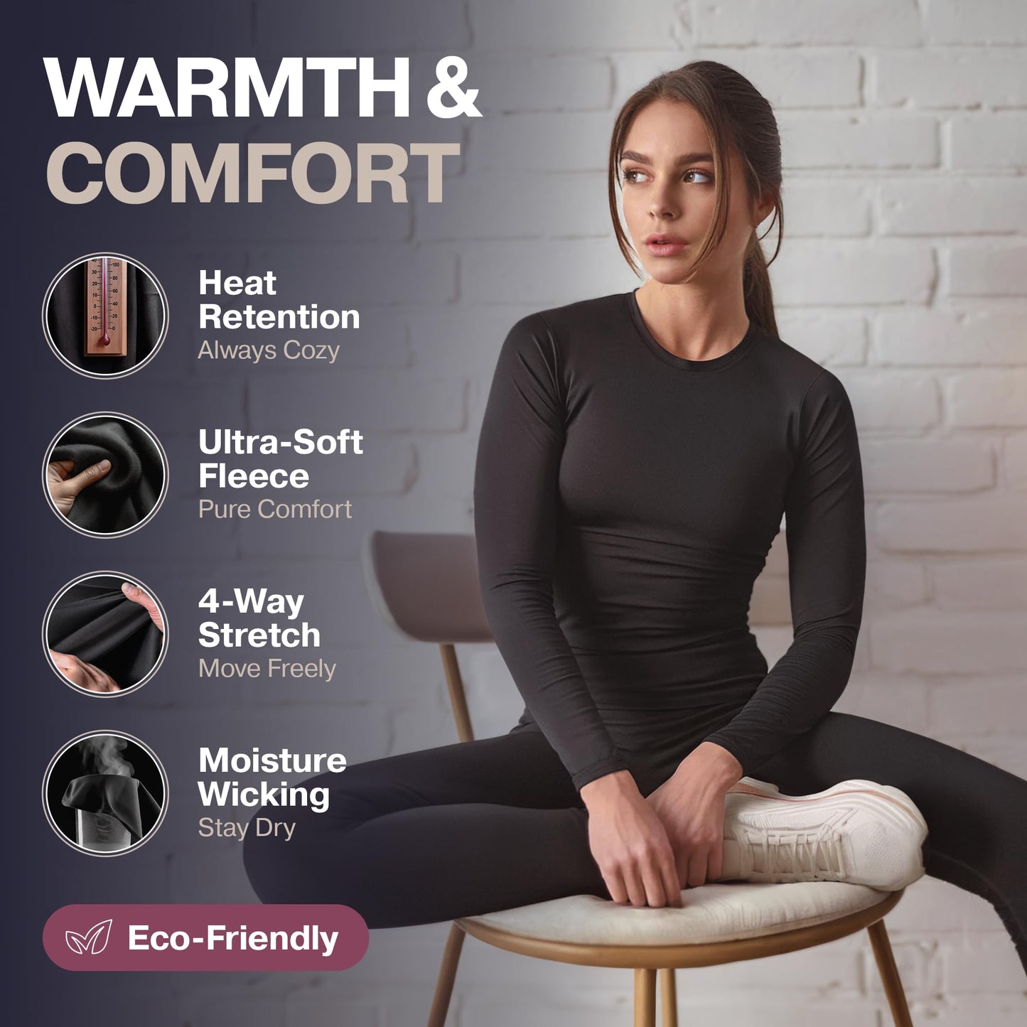 Thermal Underwear for Women Fleece Lined Base Layer Pajama Set Cold Weather