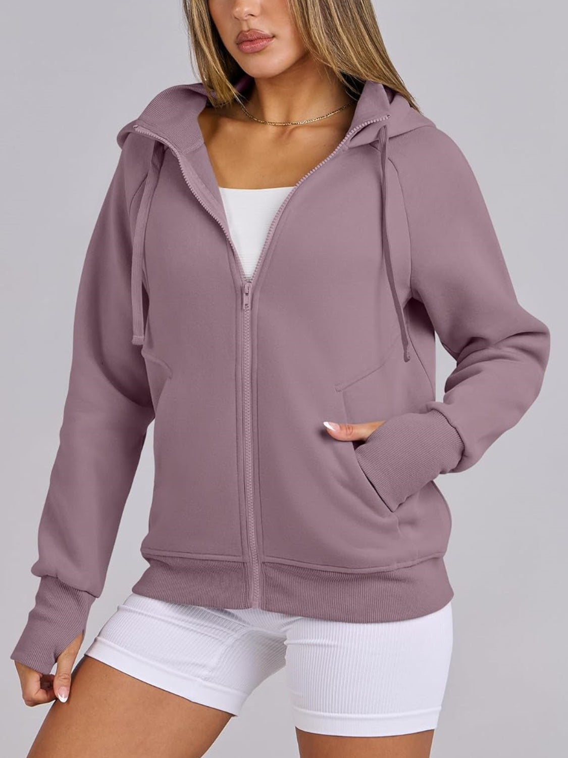 Women's Zip Up Drawstring Hoodie Jacket (Buy 2 Free Shipping)