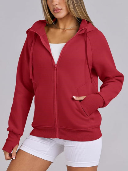 Women's Zip Up Drawstring Hoodie Jacket (Buy 2 Free Shipping)