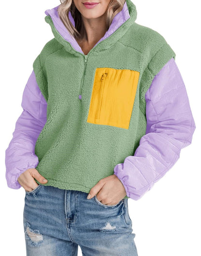 Women's Fleece Color Block Pullover Jacket (Buy 2 Free Shipping)