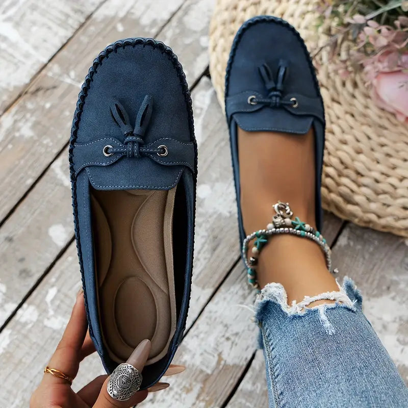 Women's Comfortable Soft Vintage Style Bow Embellished Loafers