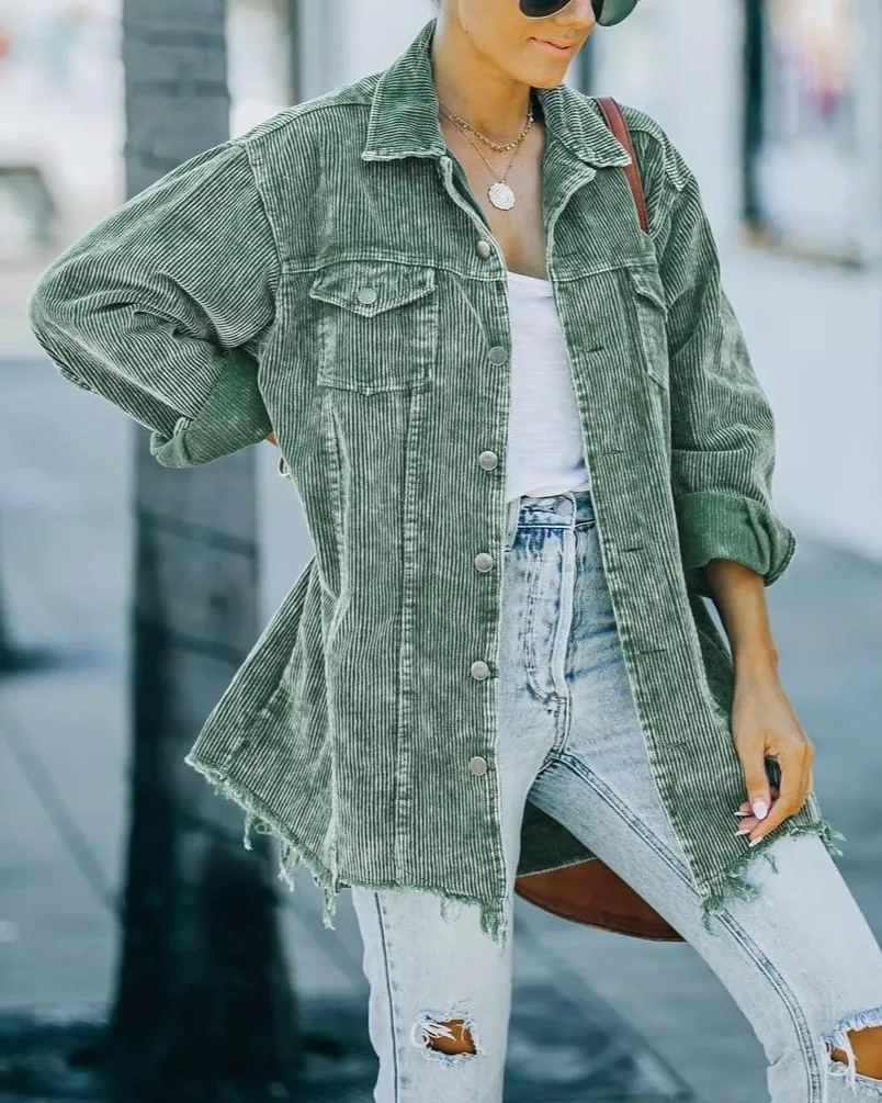 Women's Oversized Button Down Corduroy Jacket (Buy 2 Free Shipping)