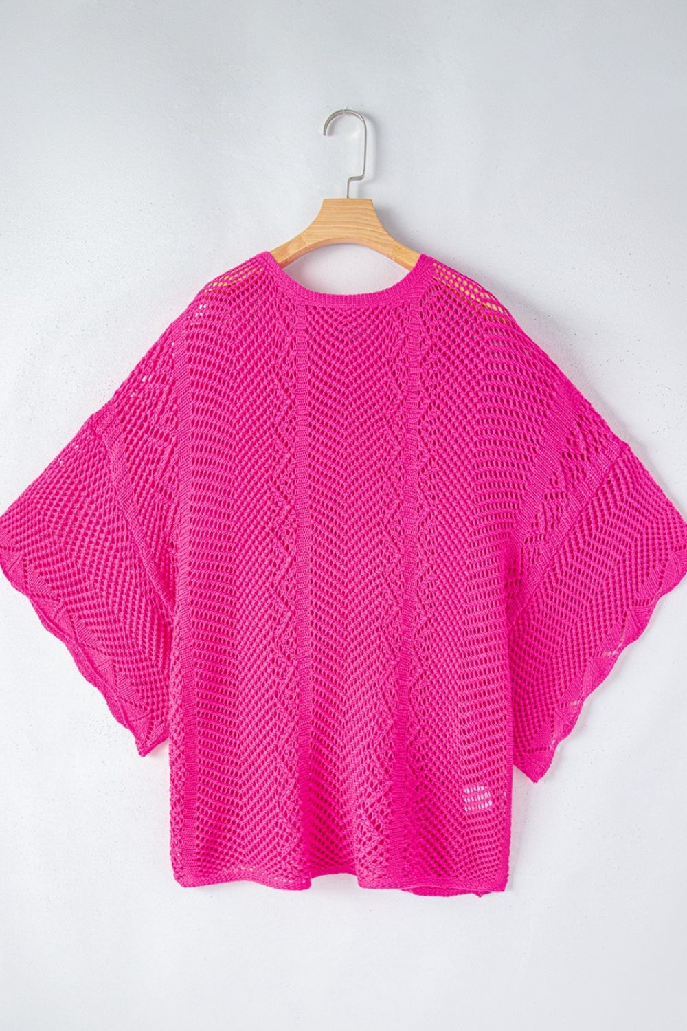 Scallop Edge Half Sleeve Pointelle Knit Top