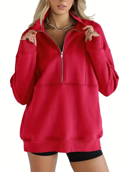 Women's Half Zip Oversized Sweatshirt with Pockerts (Buy 2 Free Shipping)