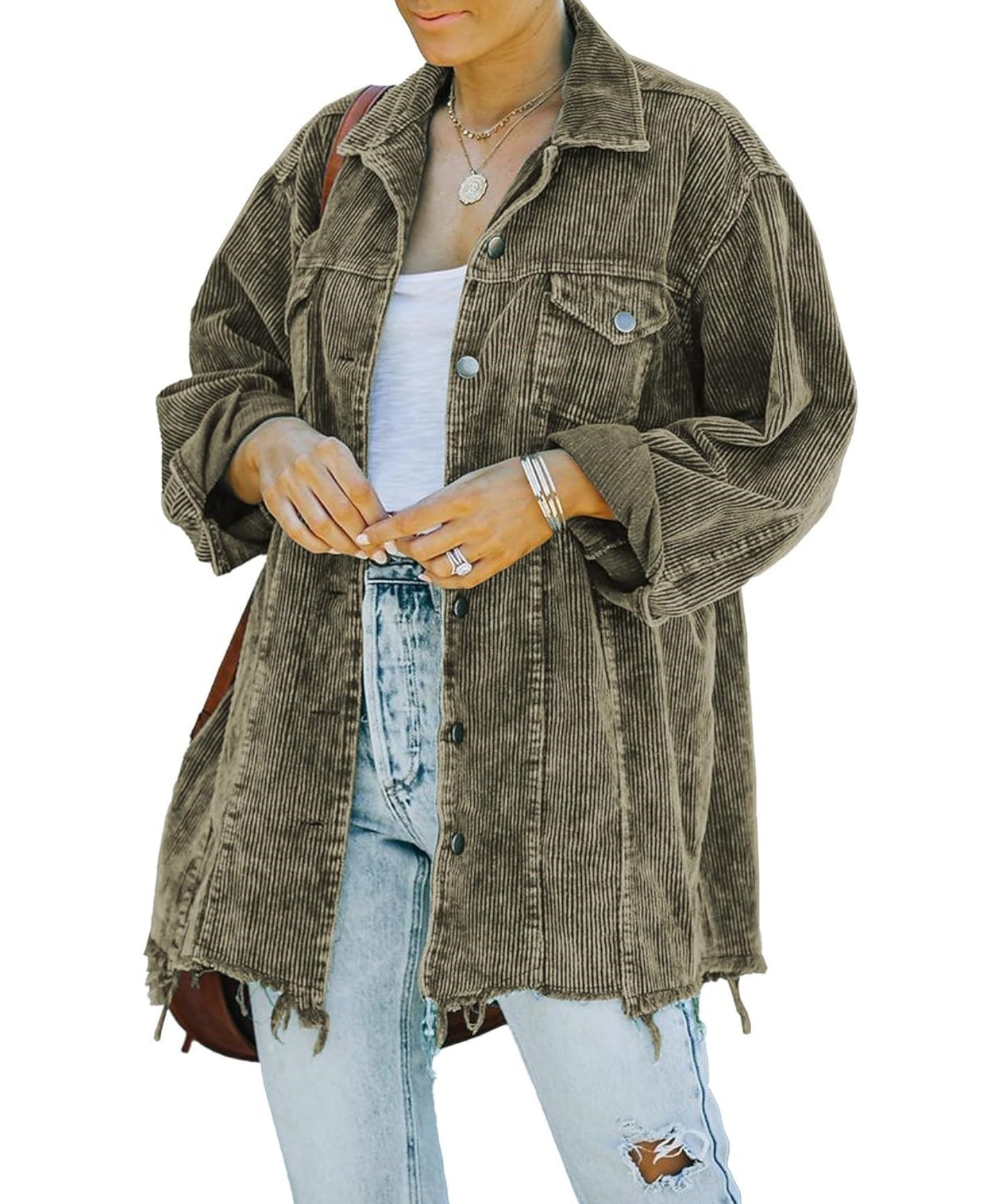 Women's Oversized Button Down Corduroy Jacket (Buy 2 Free Shipping)