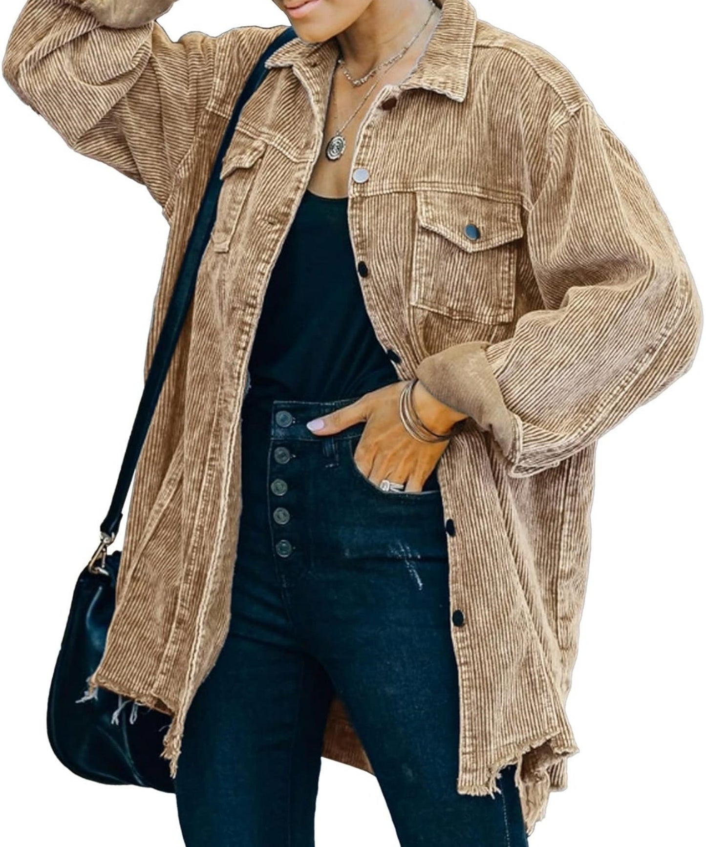 Women's Oversized Button Down Corduroy Jacket (Buy 2 Free Shipping)