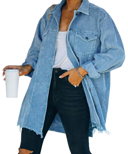 Women's Oversized Button Down Corduroy Jacket (Buy 2 Free Shipping)