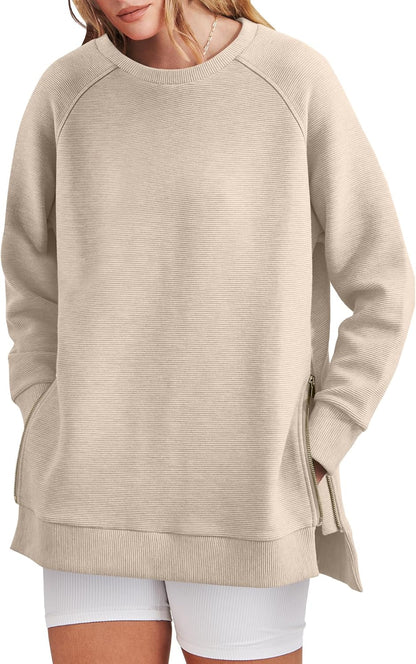 Women's Side Zipper Oversized Sweatshirt (Buy 2 Free Shipping)