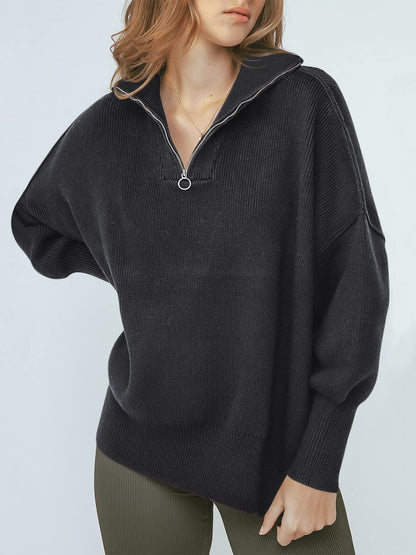 Women's Oversized Quarter Zip Sweater Pullover (Buy 2 Free Shipping)