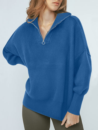 Women's Oversized Quarter Zip Sweater Pullover (Buy 2 Free Shipping)