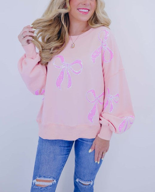 Women's Bows Sequin Oversized Sweatshirt (Buy 2 Free Shipping)